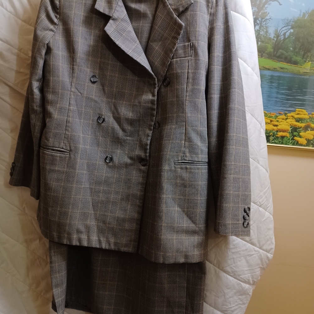 Skirt Suite plaid Midi length, with side split